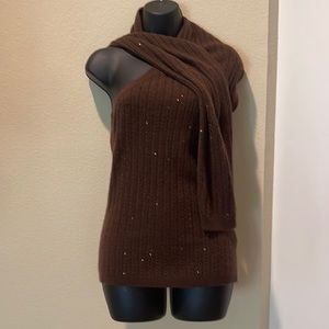 100% Cashmere-  Trina Turk sweater halter with attached scarf.